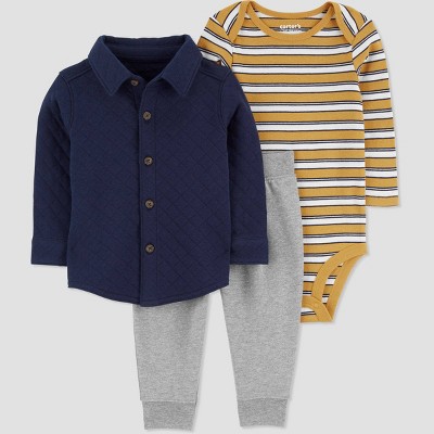 Image of Carter's Just One You® Baby Boys' Striped Top & Bottom Set - Brown 6M
