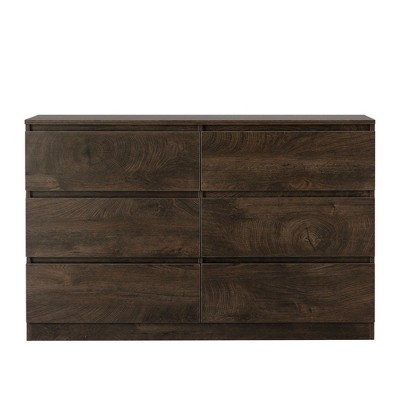 Tiramisubest Gray Storage Dresser - 6-Drawer Cabinet with Buffet Style for Bedroom or Entryway
