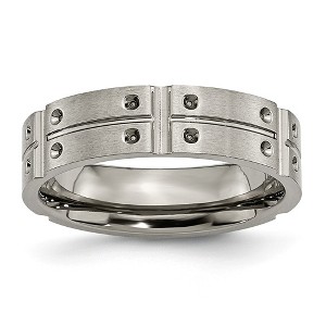 Black Bow Jewelry Titanium 6mm Brushed and Polished Grooved Comfort Fit Band - 1 of 4