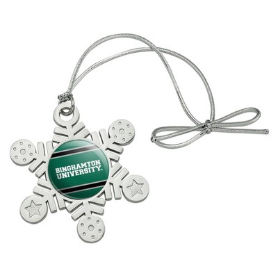 Binghamton University Stripes Metal Snowflake Christmas Tree Holiday Ornament