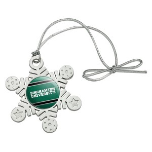 Binghamton University Stripes Metal Snowflake Christmas Tree Holiday Ornament - 1 of 3
