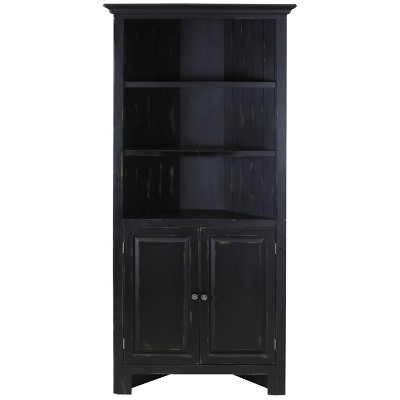 72" Distressed Spring Lake Corner Cabinet Weathered  Black - StyleCraft