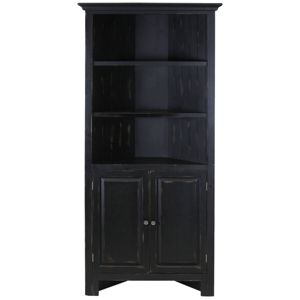 72 Distressed Spring Lake Corner Cabinet Weathered Black Stylecraft Target