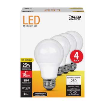 Feit Electric A19 E26 (Medium) LED Bulb Soft White 25 Watt Equivalence 4 pk