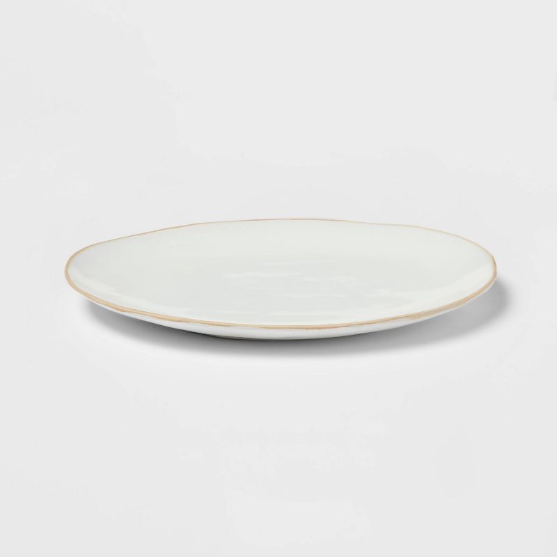 15&#34; x 11&#34; Stoneware Wethersfield Serving Platter White - Threshold&#8482;, 1 of 4