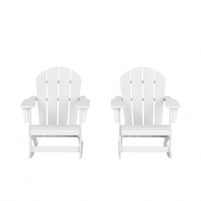 White Poly Lumber Outdoor Rocking Adirondack Chair Set