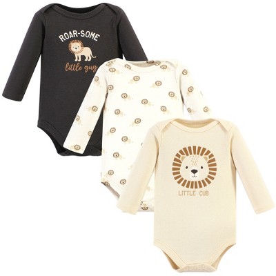 Image of Hudson Baby Cotton Long-Sleeve Bodysuits, Brave Lion, 12-18 Months