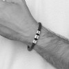 Black Bow Jewelry Stainless Steel Black Leather Polished & Grooved Bead Bracelet, 8.5 In - image 3 of 4