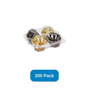 Inno-Pak 4 Count Muffin Container Clear PET - Case of 200 - 1 of 3