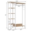 VECELO Open Garment Clothing Rack, Heavy Duty Free-Standing Storage Closet with 5 Shelves & Hanging Rod for Small Spaces, Oak/White - 2 of 4
