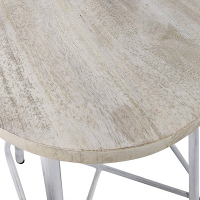 Ilona 24" Whitewash Mango Wood and Iron Counter Stools Set