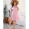 Coolmee Women Plus Size Casual Floral V Neck High Waisted Short Sleeve Wrap Midi Dress With Belt - 2 of 4