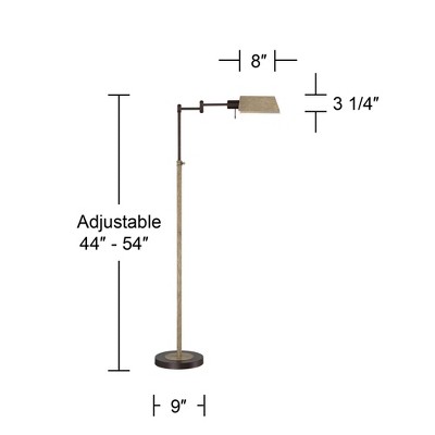 Bronze Adjustable Industrial Pharmacy Floor Lamp with Faux Wood