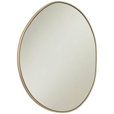 Champagne Gold Slender Wood 35" Round Wall Mirror