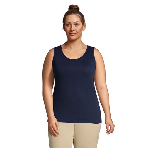 Lands' End Women's Plus Size Cotton Tank Top - 1x - Radiant Navy : Target