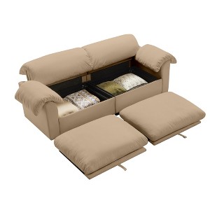 GDFStudio Elton 83.9" Velvet 2 Seater Storage Sofa with Curved Backrest and Pillows - 1 of 4