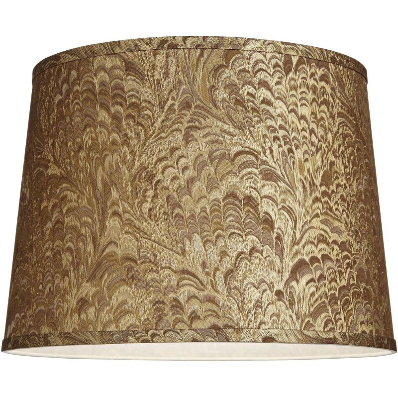 Springcrest 13" Top x 15" Bottom x 11" High x 11" Slant Print Lamp Shade Replacement Medium Tan Tapered Drum Traditional Fabric Spider Harp Finial, 3 of 8