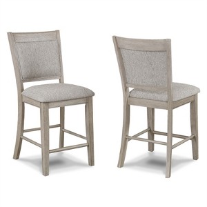 RISOKEYS Farmhouse Style Set of 2 Linen Counter Height Bar Stool - Bar Chair with Upholstered Back Seat Wooden for Kitchen & Home Bar - 1 of 4