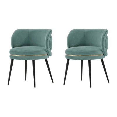 Set of 2 Kaya Modern Pleated Velvet Upholstered Dining Chairs - Manhattan Comfort