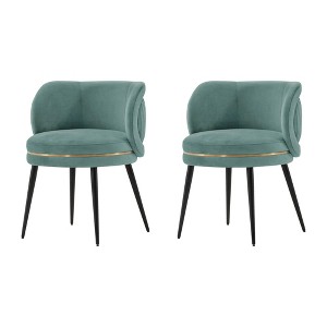 Set of 2 Kaya Modern Pleated Velvet Upholstered Dining Chairs - Manhattan Comfort - 1 of 4