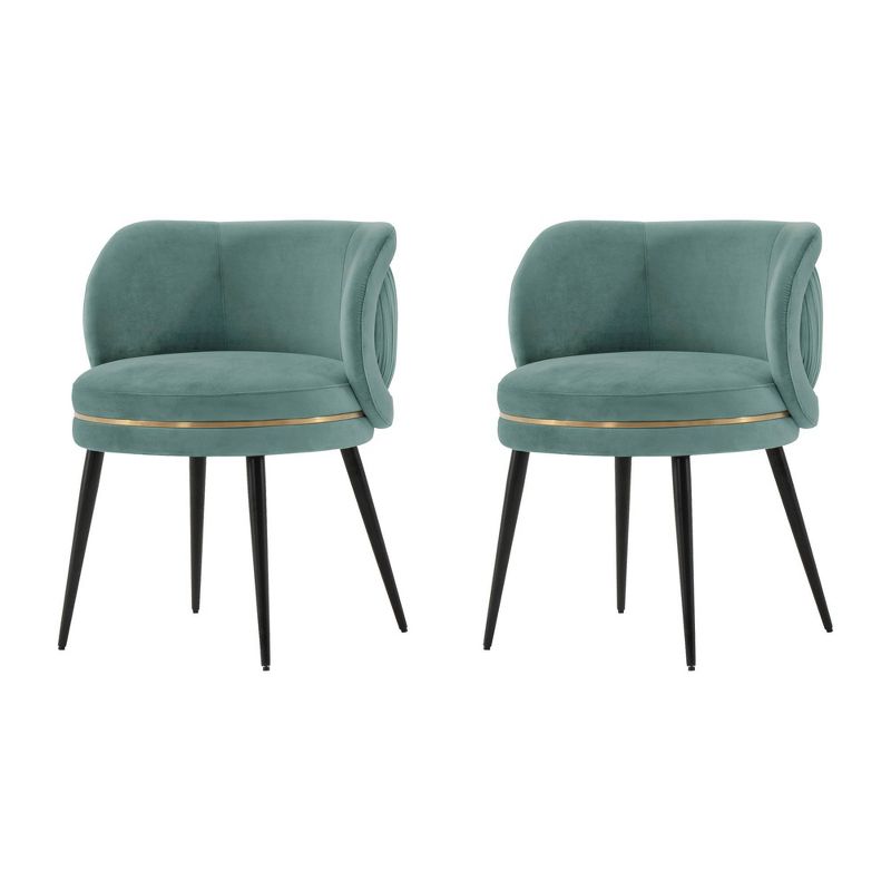 Set of 2 Kaya Modern Pleated Velvet Upholstered Dining Chairs - Manhattan Comfort, 1 of 11