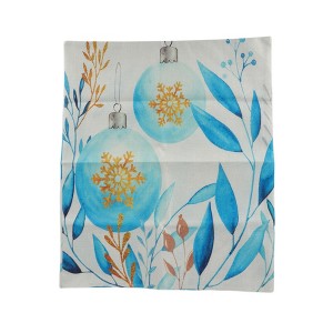 Unique Bargains Dining Chair Slipcovers Christmas Ornaments Pattern Linen Beige Blue 22.83"x19.29" 1 Pc - 1 of 4