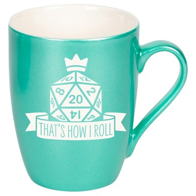 100 North Dice 10 Ounce Seafoam Metallic Finish, Comfortably Fits Your Hands, New Bone China Coffee Tea Cup Mug, That's How I Roll