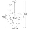 PAKOKULA Modern 13-Light Gold Cluster Bubble Chandelier with Globe Frosted Glass Shades - 3 of 4