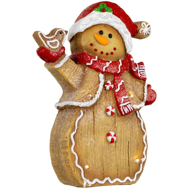 Northlight 15" LED Lighted Gingerbread Snowman with Bird Christmas Figure, 5 of 7