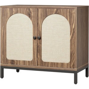 Rattan Sideboard Buffet 2-Door Storage Cabinet Modern Farmhouse Cupboard for Kitchen, Dining Room and Living Room - 1 of 4