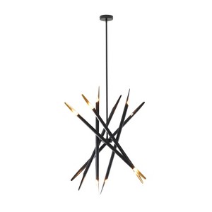 62" x 8" Contemporary Metal Abstract Chandelier Black - Olivia & May: Hanging Lamp, No Assembly Required - 1 of 4