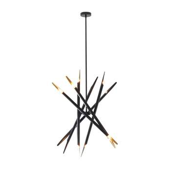 62" x 8" Contemporary Metal Abstract Chandelier Black - Olivia & May