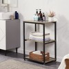 VECELO 3-Tier Industrial Versatile Side Nightstands Sofa Table with Large Storage for Living Room, Space Saving, End Table, Brown/Gray - 2 of 4