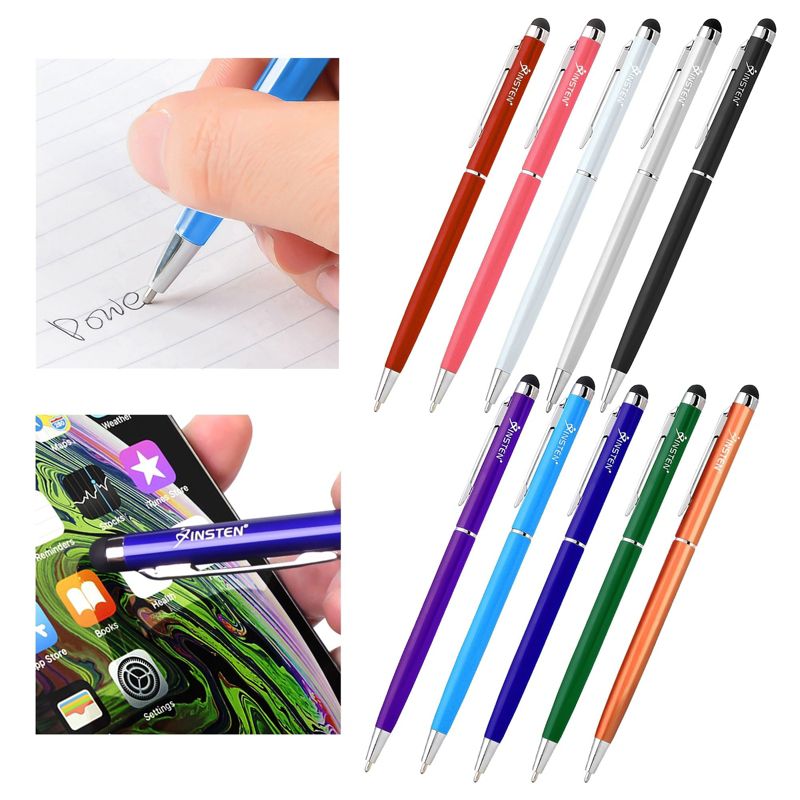 Insten 2-in-1 Universal Touchscreen Stylus & Ball Point Pen Compatible with iPad, iPhone, Chromebook, Tablet, Samsung, Touch Screens, 10 Pack, 2 of 8