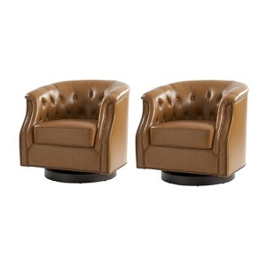 Perry Chesterfield Rocker and Swivel Genuine Leather Chair Set of 2|HULALA HOME - 1 of 4