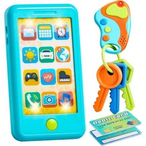 SYNCFUN Pretend Play Smart Phone, Keyfob Key Toy and Credit Cards Set, Kids Toddler Cellphone Toys, Toddler Birthday Gifts - image 1 of 4