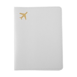 Unique Bargains Gold-stamped Airplane Pattern Passport Holder 1 Pc - 1 of 4