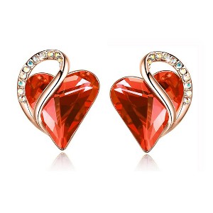 Leafael 18K Rose Gold Plated Love Heart Stud Earrings with Healing Stone Crystal Jewelry Gifts for Women - 1 of 4