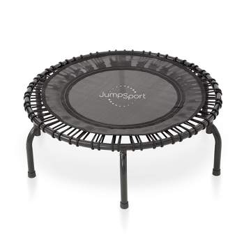 JumpSport 220 In Home Cardio Fitness Rebounder Mini Trampoline with Premium Bungees and Workout DVD, Safe, Sturdy and Gentle on the Body, Black
