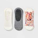 Women's 3pk Floral Liner Socks - A New Day™ Cream/Gray 4-10