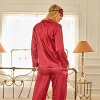 ADR Women's Satin Pajamas Set, Button Down Long Sleeve Top and Pants with Pockets, Silk like PJs with Matching Sleep Mask - 3 of 4