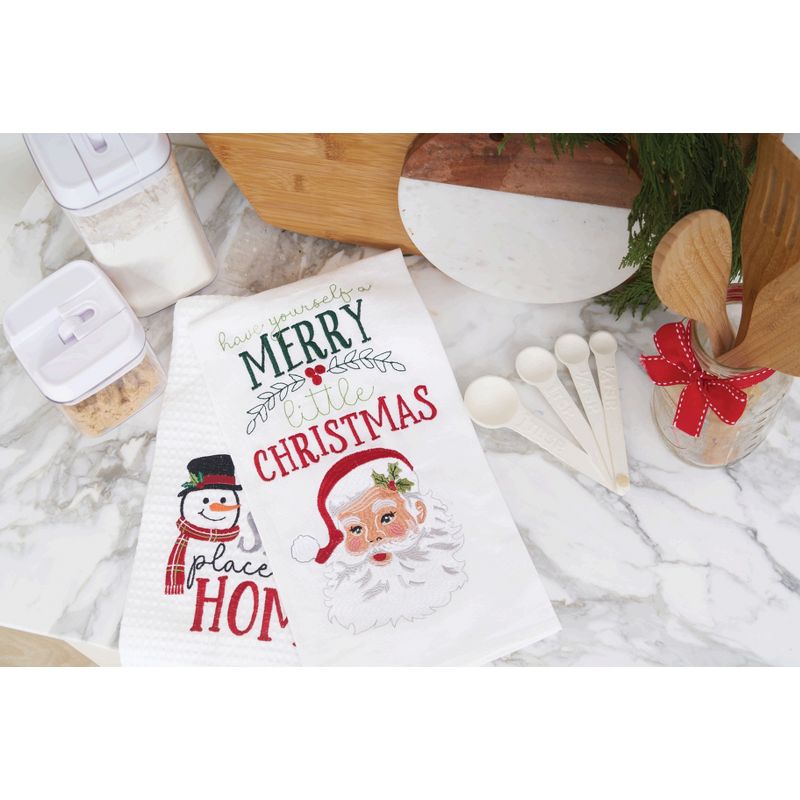 C&F Home "Have Yourself a Merry Little Christmas" Sentiment with Santa Claus Cotton Flour Sack Kitchen Dish Towel 27L x 18W in., 2 of 4