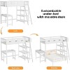 JOYMOR Loft Bed Twin Size with Led Light, Loft Bed with Desk and Shelve, Modern Farmhouse Design Castle Guardrail - 4 of 4