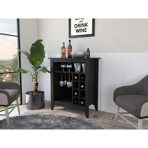 Gulches Black Wengue Bar Cabinet with 6 Wine Cubbies and Drawer - 1 of 4