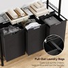 Laundry Sorters with 3 X 45L Laundry Bags & 2 Tier Adjustable Storage Shelf, Pull-Out and Removable Oxford Fabric Laundry Baskets, Black - 2 of 4