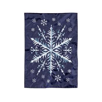 Evergreen Garden Flag Snowflake Applique Double Sided Indoor Outdoor Decor 18" x 12.5"