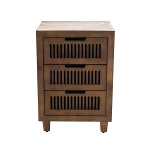 Sawyer 3 Drawer Cabinet Brown - Adore Decor: Bohemian Style, Wood Veneer, Living Room Furniture - 1 of 4