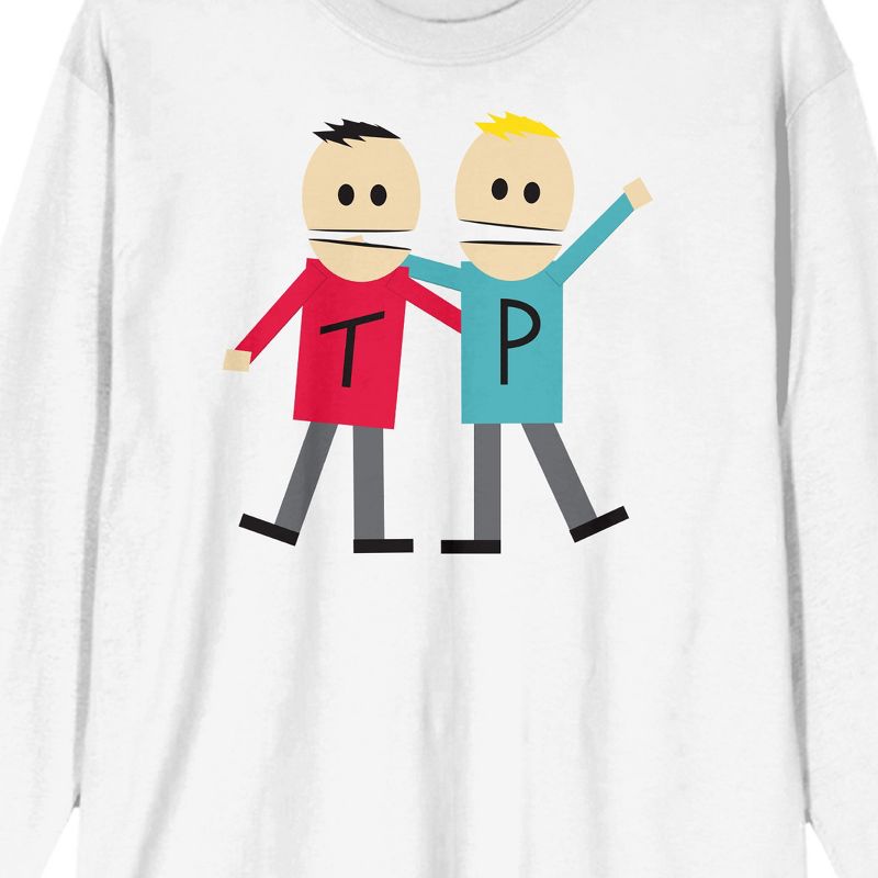 South Park Terrance And Phillip Crew Neck Long Sleeve White Adult Tee, 2 of 4