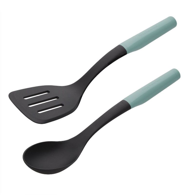 KitchenAid 2pc Nylon/ABS Spoon and Turner Set Aqua Blue, 2 of 6