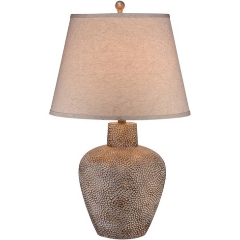 grens Interactie Laag 360 Lighting Rustic Farmhouse Table Lamp 29" Tall Brown Leaf Textured  Hammered Pot Off White Empire Shade For Bedroom Living Room House Home  Bedside : Target